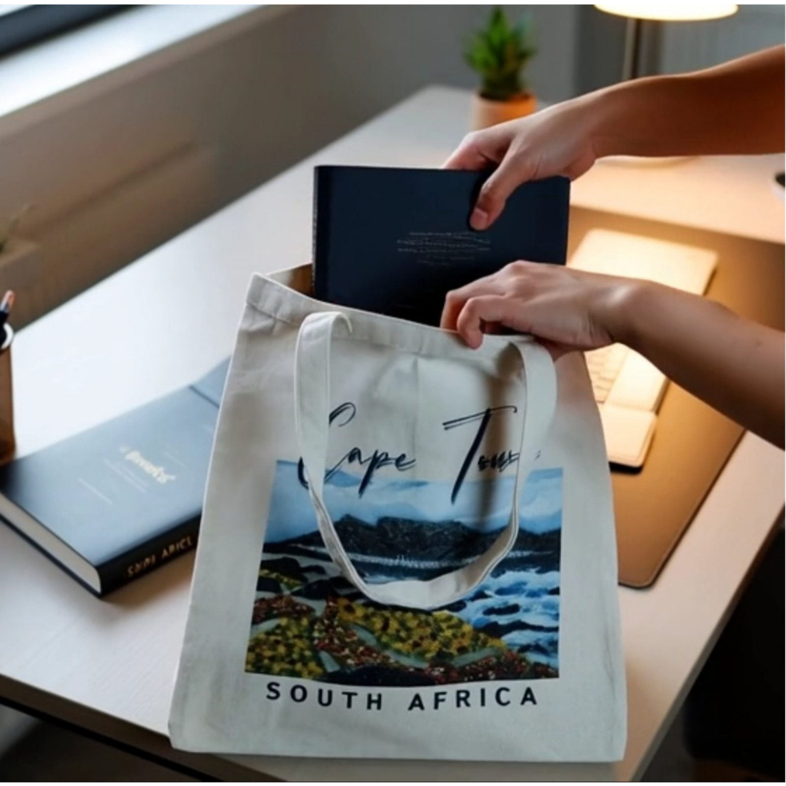 Cape Town, South Africa Tote Bag | Tabletop Serenity Art by René Tesner - product
