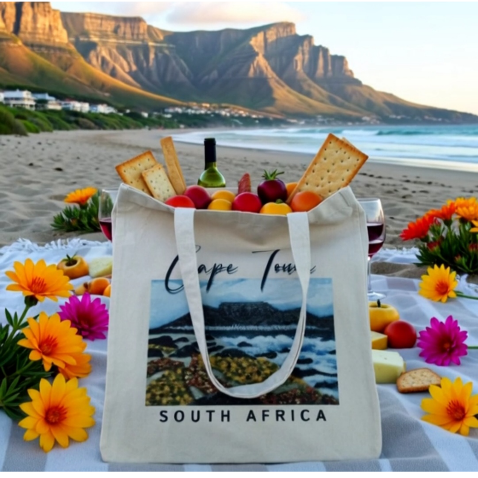 Cape Town, South Africa Tote Bag | Tabletop Serenity Art by René Tesner - product