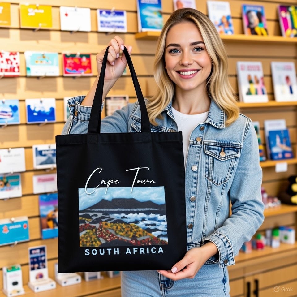 Black Cape Town SA Tote Bag mockup