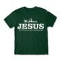 In Him® Premium Mens T-Shirt, White In Him® Jesus Registered Trademarked Design on a Bottle Green T-Shirt - Round Neck