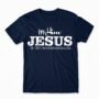 In Him® Premium Mens T-Shirt, White In Him® Jesus Registered Trademarked Design on a Navy T-Shirt - Round Neck