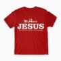 In Him® Premium Mens T-Shirt, White In Him® Jesus Registered Trademarked Design on a Red T-Shirt - Round Neck