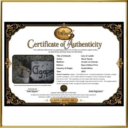 Digital Certificate of Authenticity - Lion of Judah by René Tesner - Product