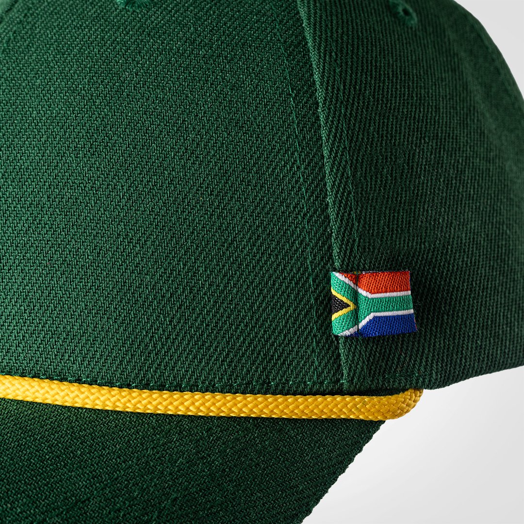 Kids SA Spirit Caps with close-up view of South African flag detail and texture of material