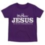 In-Him®-Jesus-Acts17v28-Registered Trademark Design, White-font on Purple-Kids-Promo -T-Shirt-Round-Neck