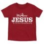 In-Him®-Jesus-Acts17v28-Registered Trademark Design, White-font on Red-Kids-Promo -T-Shirt-Round-Neck