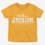 In-Him®-Jesus-Acts17v28-Registered Trademark Design, White-font on Yellow-Kids-Promo -T-Shirt-Round-Neck