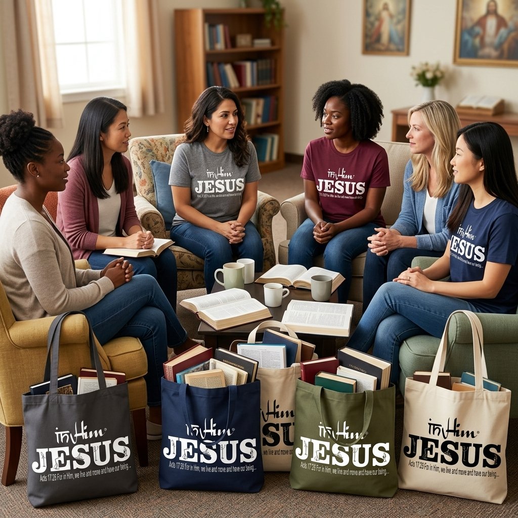In Him® Jesus - Acts 17v28 - Accessories Tote Bag - Bible study (Informative and Decorative)