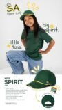 Kids SA Spirit Cap proudly worn by a fan with product description detail (Informative - product)