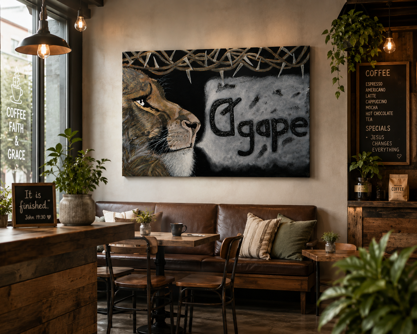 Lion of Judah - René Tesner Art - High Quality Print on Stretched Canvas - Coffee Shop (Decorative and informative)