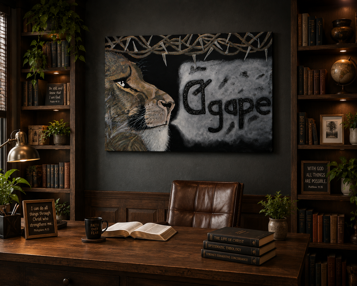 Lion of Judah - René Tesner Art - High Quality Print on Stretched Canvas - Study Room - Product (Informative and Decorative)