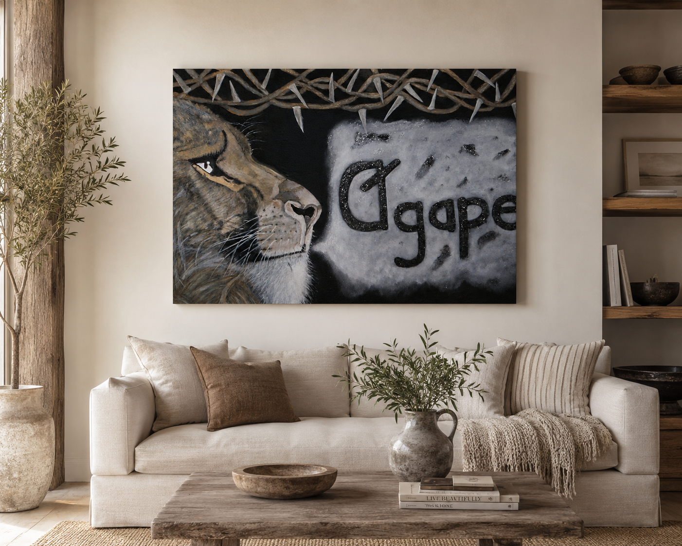 Lion of Judah - René Tesner Art - High Quality Print on Stretched Canvas - Lounge - Product (Decorative and Informative)