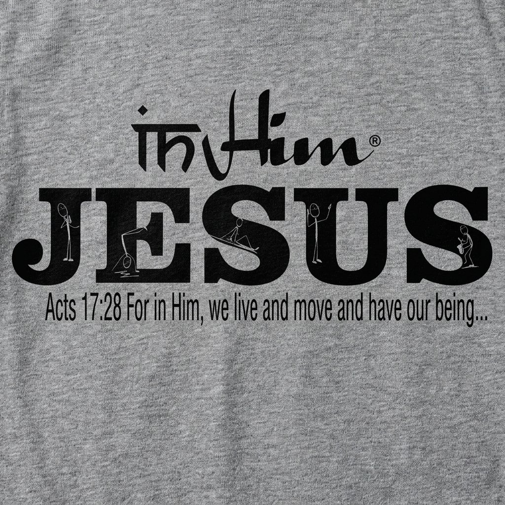 In Him Black Signature Collection - Womans Classic grey T-Shirt with a Black Design - Product