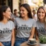 In Him Black Signature Collection - Womans Classic White T-Shirt with a Black Design - Product