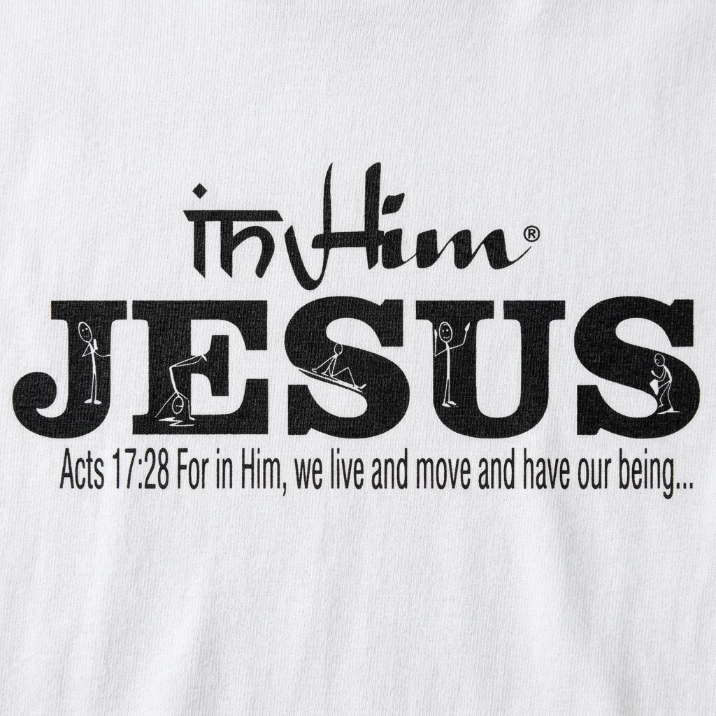 In Him Black Signature Collection - Womans Classic White T-Shirt with a Black Design - Product