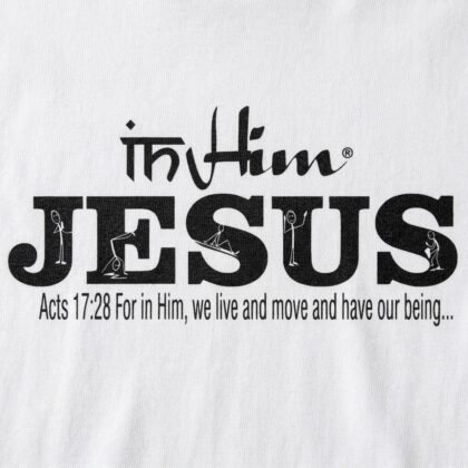 In Him® Black Signature Collection - Mens Premium T-Shirt - 185gsm Combed Cotton - White T-Shirt with a black design - Product