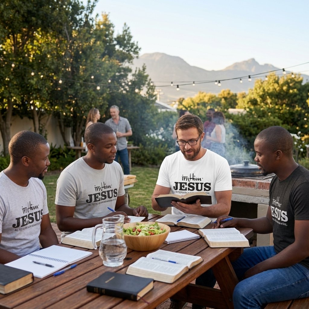 In Him® Black Signature Collection - Mens Premium T-Shirt - 185gsm Combed Cotton - White T-Shirt with a black design - Product